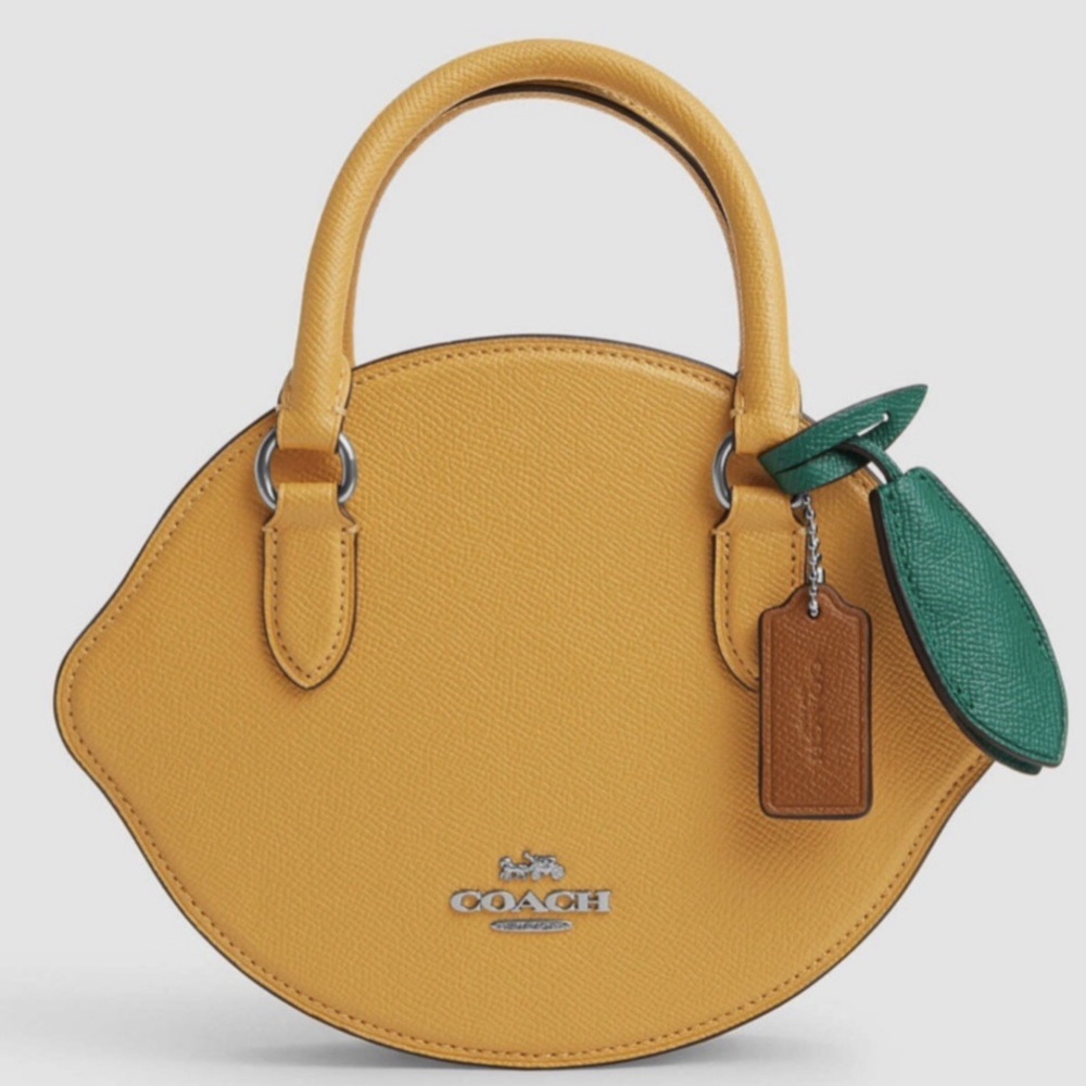 Coach Leather Lemon Crossbody Tote Handbag NWT & ORIGINAL PROTECTIVE WRAP